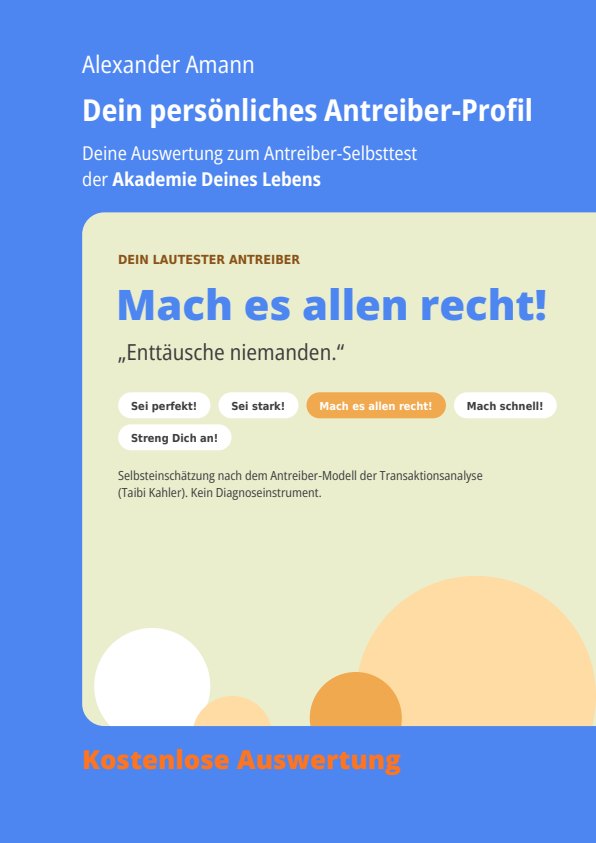 Deckblatt: Dein persönliches Antreiber-Profil, Mach es allen recht!