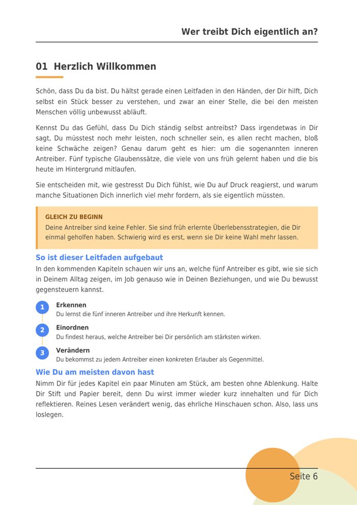 Beispielseite aus dem E-Book: Kapitel 1, Herzlich Willkommen, mit Merkkasten und Fahrplan durch das Buch.