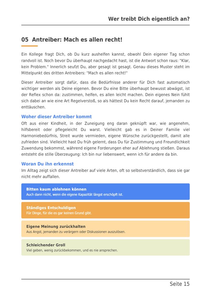 Beispielseite aus dem E-Book: Kapitel 5, Antreiber: Mach es allen recht!