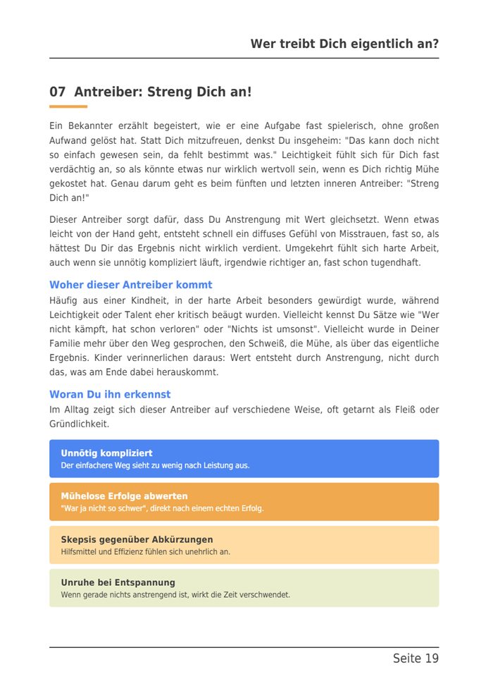 Beispielseite aus dem E-Book: Kapitel 7, Antreiber: Streng Dich an!