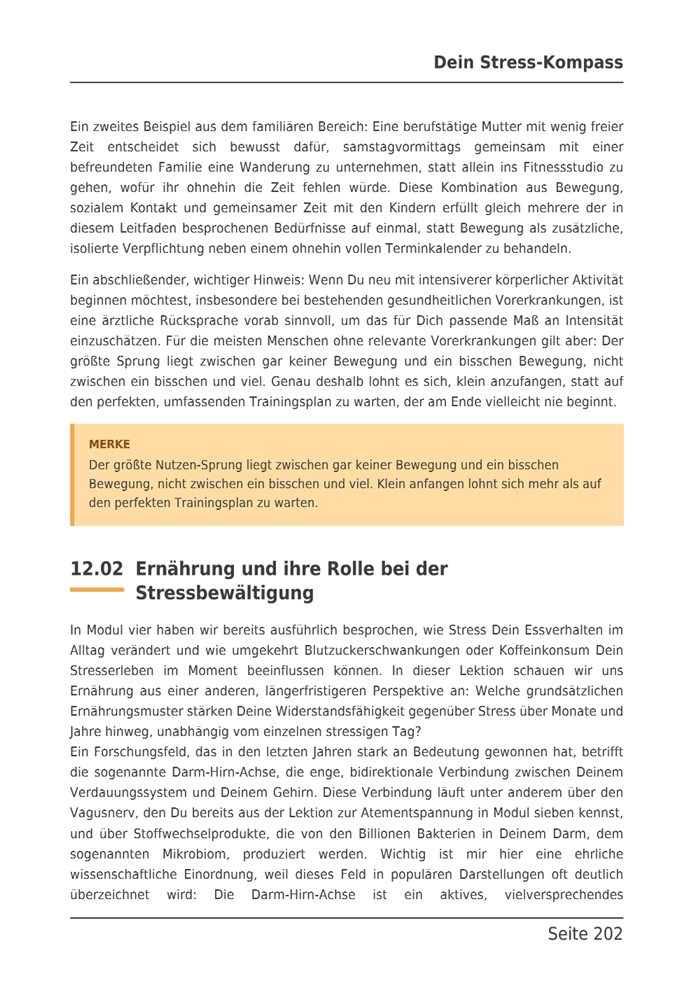 E-Book-Seite mit Merkkasten und Fließtext zur Rolle der Ernährung.