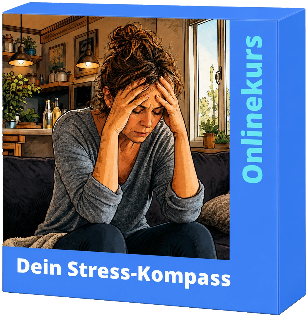 Kursbox des Onlinekurses „Dein Stress-Kompass“.